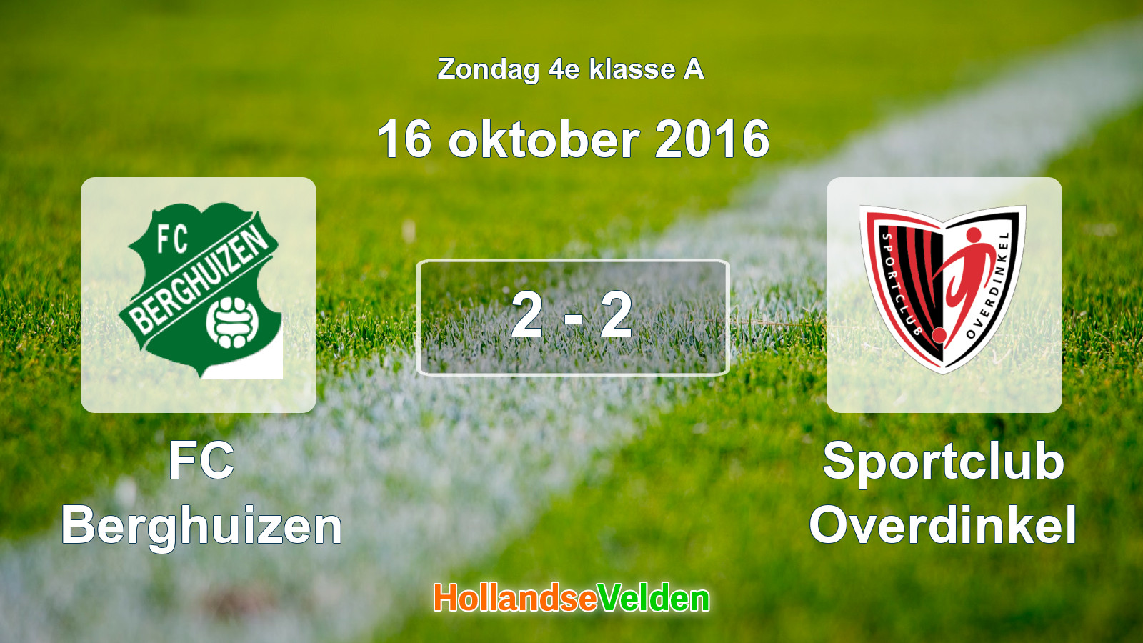 Gespeelde wedstrijd: FC Berghuizen - Sportclub Overdinkel 2 - 2 (16 oktober 2016)
