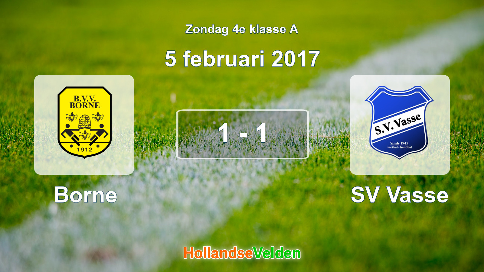 Gespeelde wedstrijd: Borne - SV Vasse 1 - 1 (5 februari 2017)