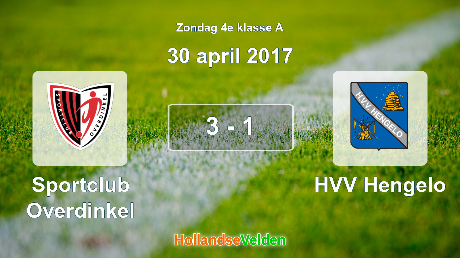 Gespeelde wedstrijd: Sportclub Overdinkel - HVV Hengelo 3 - 1 (30 april 2017)