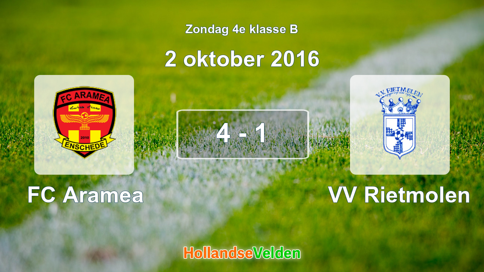 Gespeelde wedstrijd: FC Aramea - VV Rietmolen 4 - 1 (2 oktober 2016)