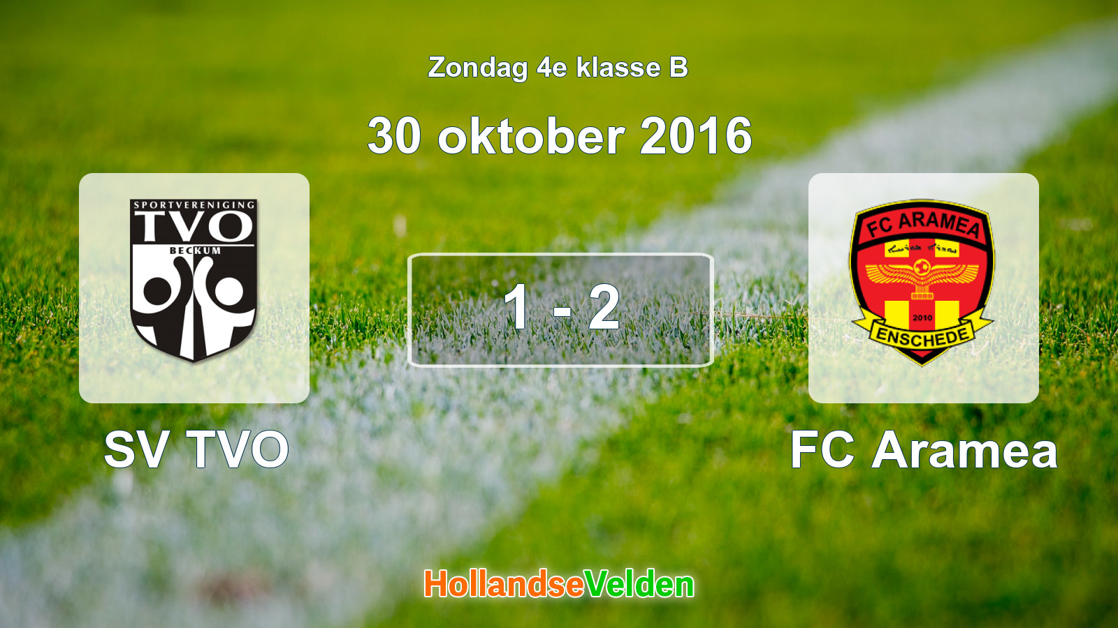 Gespeelde wedstrijd: SV TVO - FC Aramea 1 - 2 (30 oktober 2016)