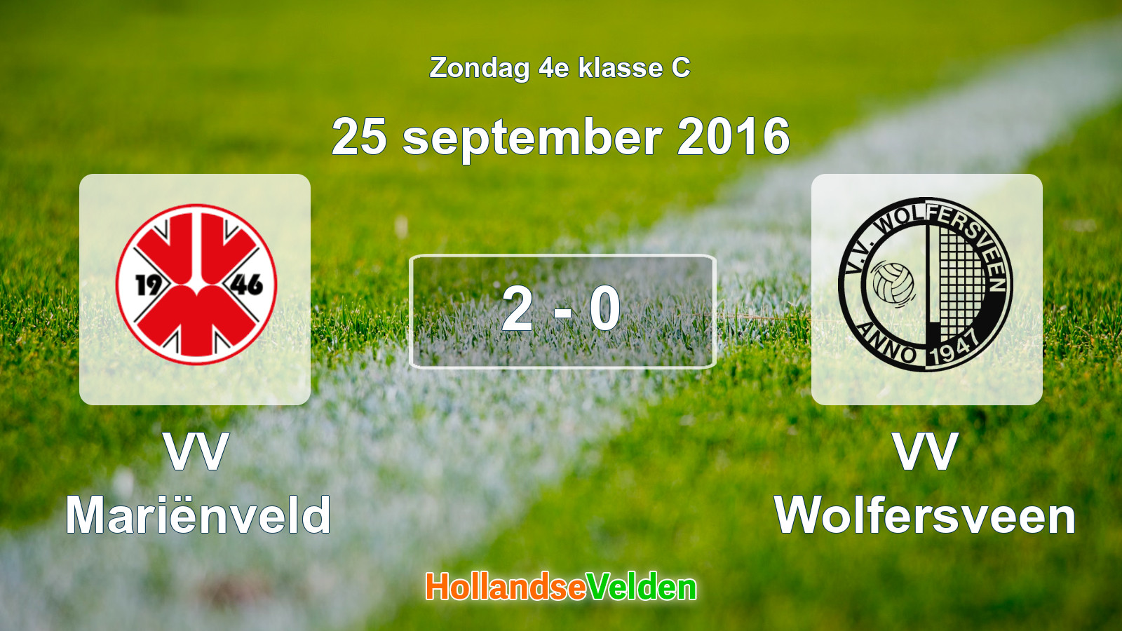 Gespeelde wedstrijd: VV Mariënveld - VV Wolfersveen 2 - 0 (25 september 2016)