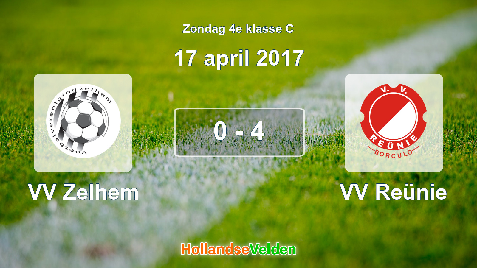 Gespeelde wedstrijd: VV Zelhem - VV Reünie 0 - 4 (17 april 2017)