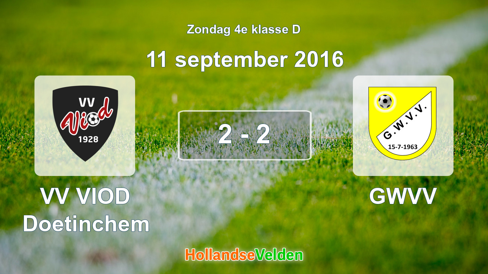Gespeelde wedstrijd: VV VIOD Doetinchem - GWVV 2 - 2 (11 september 2016)