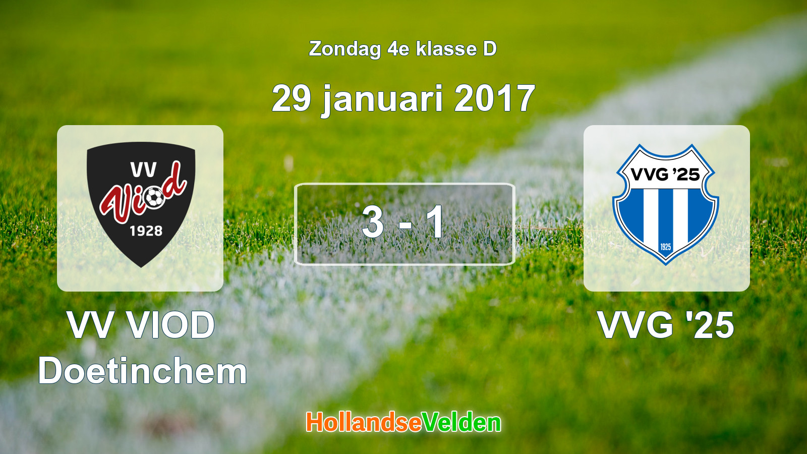 Gespeelde wedstrijd: VV VIOD Doetinchem - VVG '25 3 - 1 (29 januari 2017)