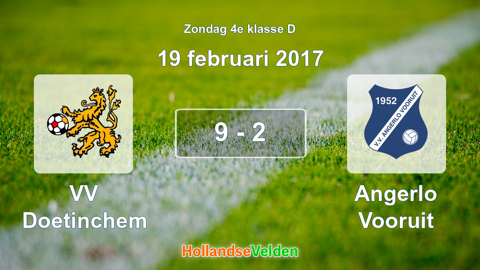 Gespeelde wedstrijd: VV Doetinchem - Angerlo Vooruit 9 - 2 (19 februari 2017)