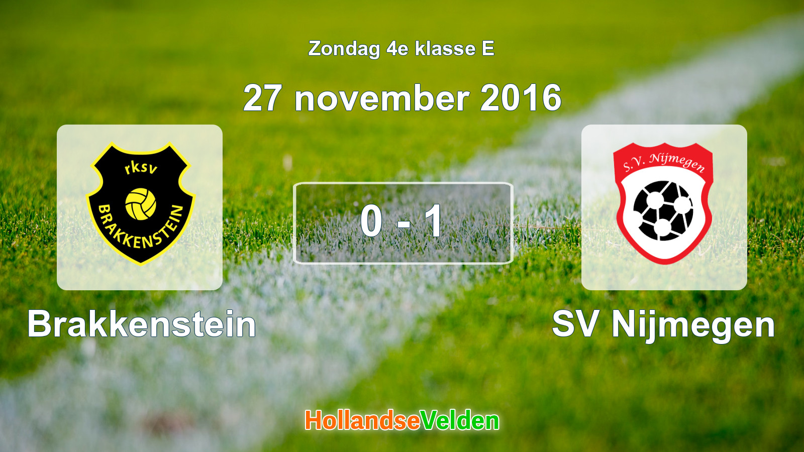 Gespeelde wedstrijd: Brakkenstein - SV Nijmegen 0 - 1 (27 november 2016)