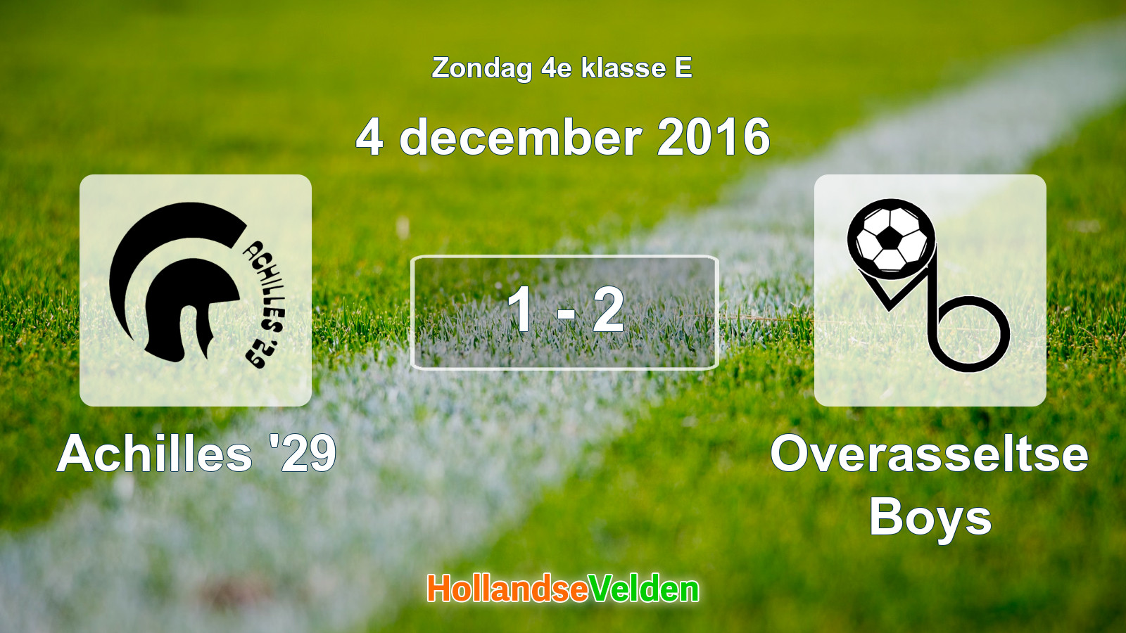 Gespeelde wedstrijd: Achilles '29 - Overasseltse Boys 1 - 2 (4 december 2016)