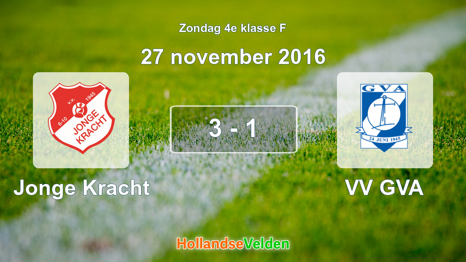 Gespeelde wedstrijd: Jonge Kracht - VV GVA 3 - 1 (27 november 2016)