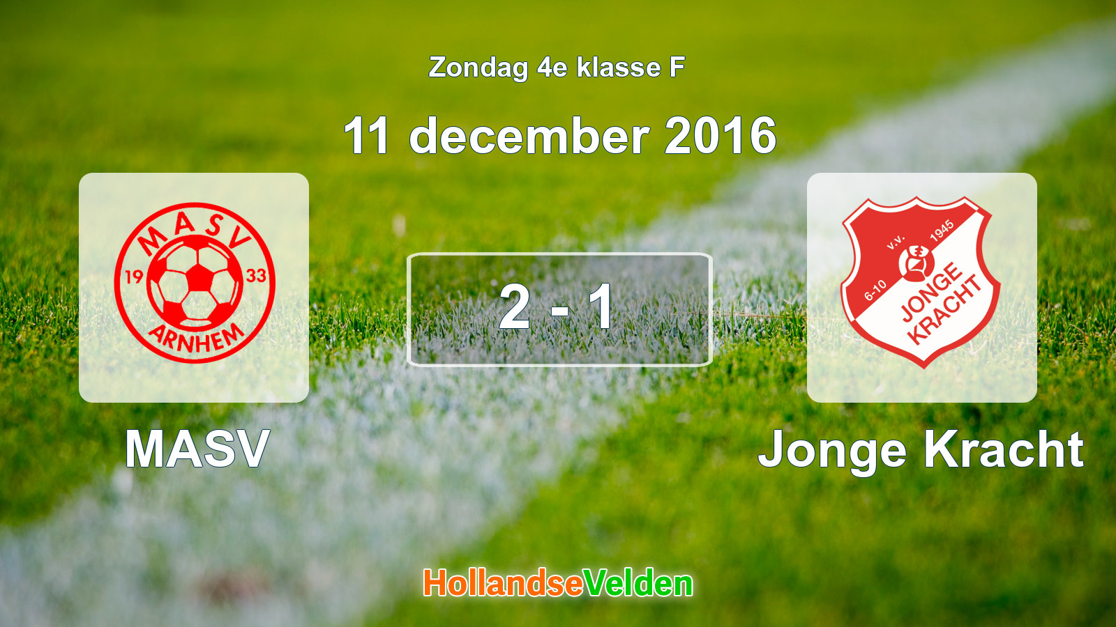 Gespeelde wedstrijd: MASV - Jonge Kracht 2 - 1 (11 december 2016)