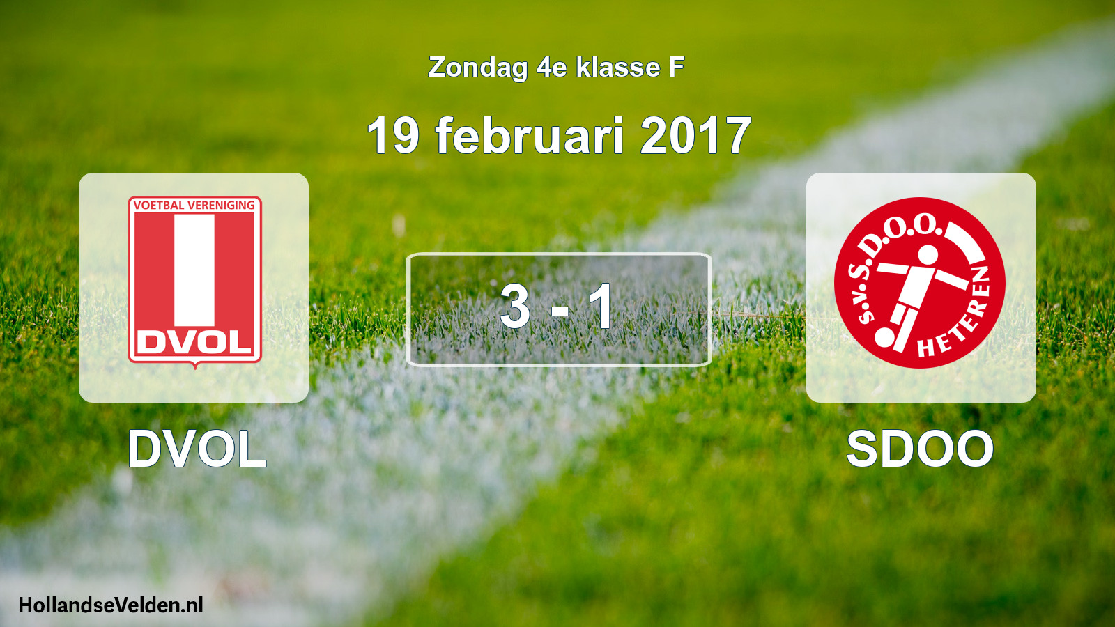 Gespeelde wedstrijd: DVOL - SDOO 3 - 1 (19 februari 2017)