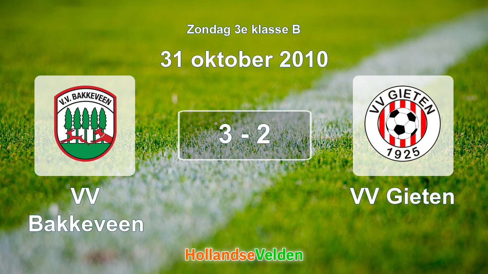 Gespeelde wedstrijd: VV Bakkeveen - VV Gieten 3 - 2 (31 oktober 2010)