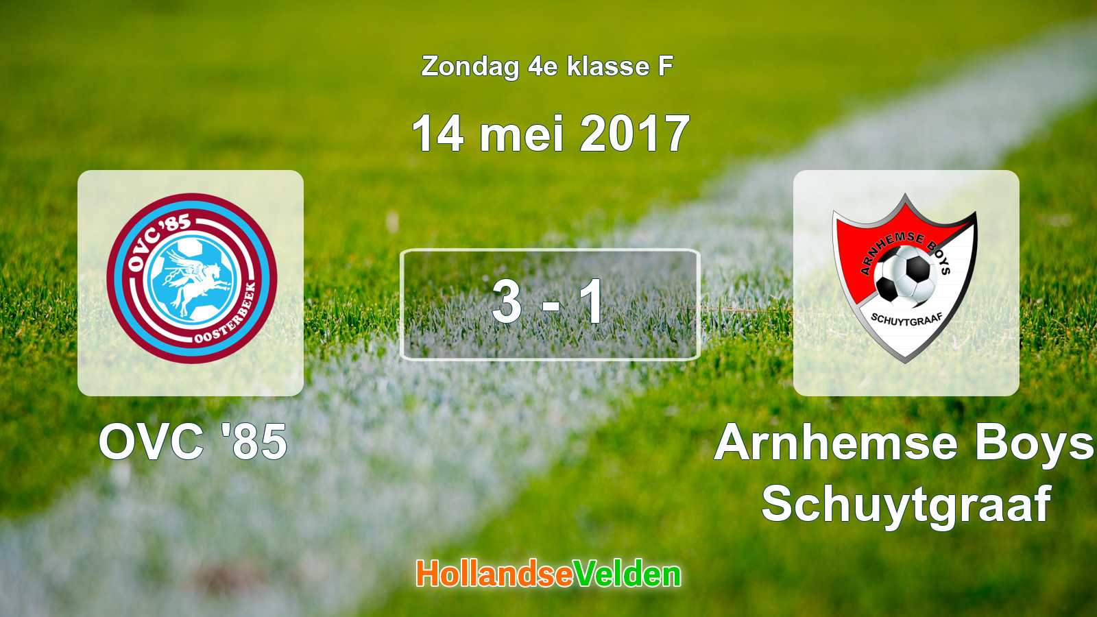Gespeelde wedstrijd: OVC '85 - Arnhemse Boys Schuytgraaf 3 - 1 (14 mei 2017)
