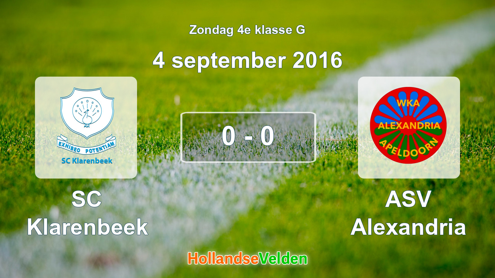 Gespeelde wedstrijd: SC Klarenbeek - ASV Alexandria 0 - 0 (4 september 2016)