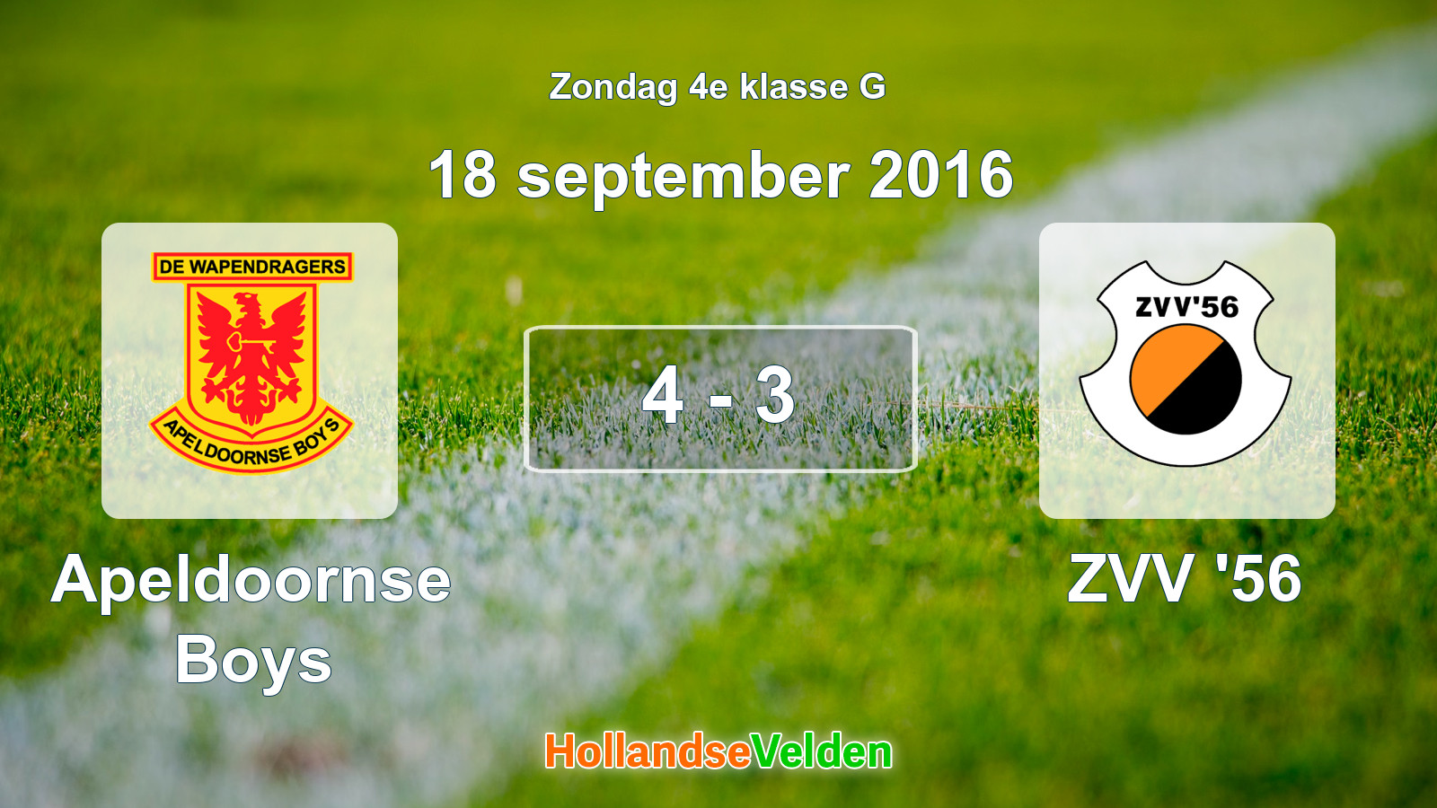 Gespeelde wedstrijd: Apeldoornse Boys - ZVV '56 4 - 3 (18 september 2016)