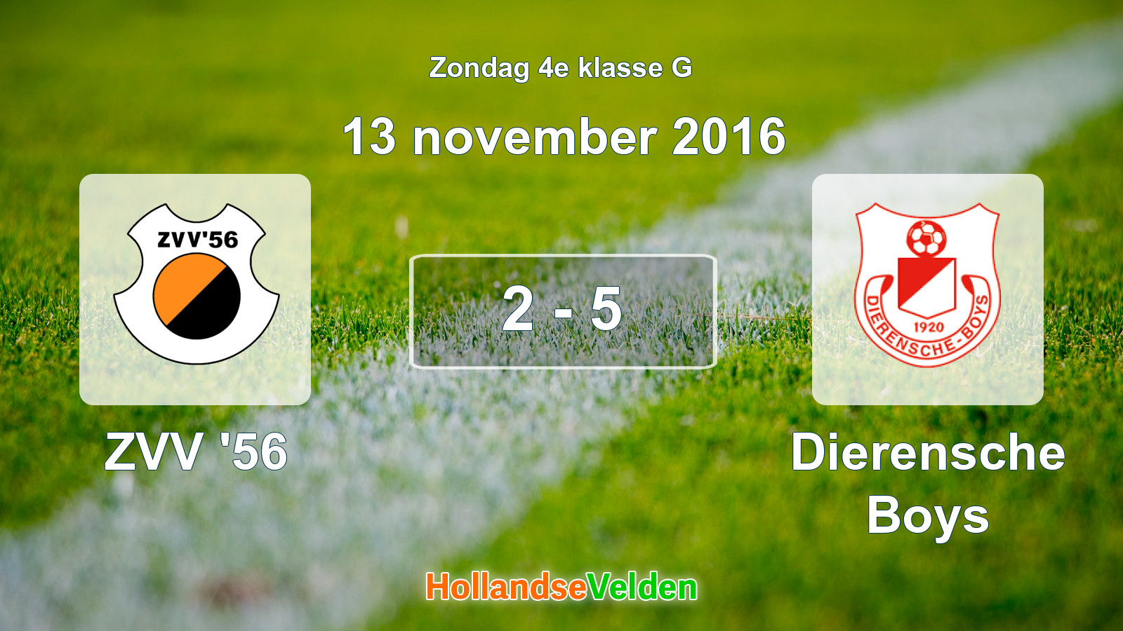 Gespeelde wedstrijd: ZVV '56 - Dierensche Boys 2 - 5 (13 november 2016)
