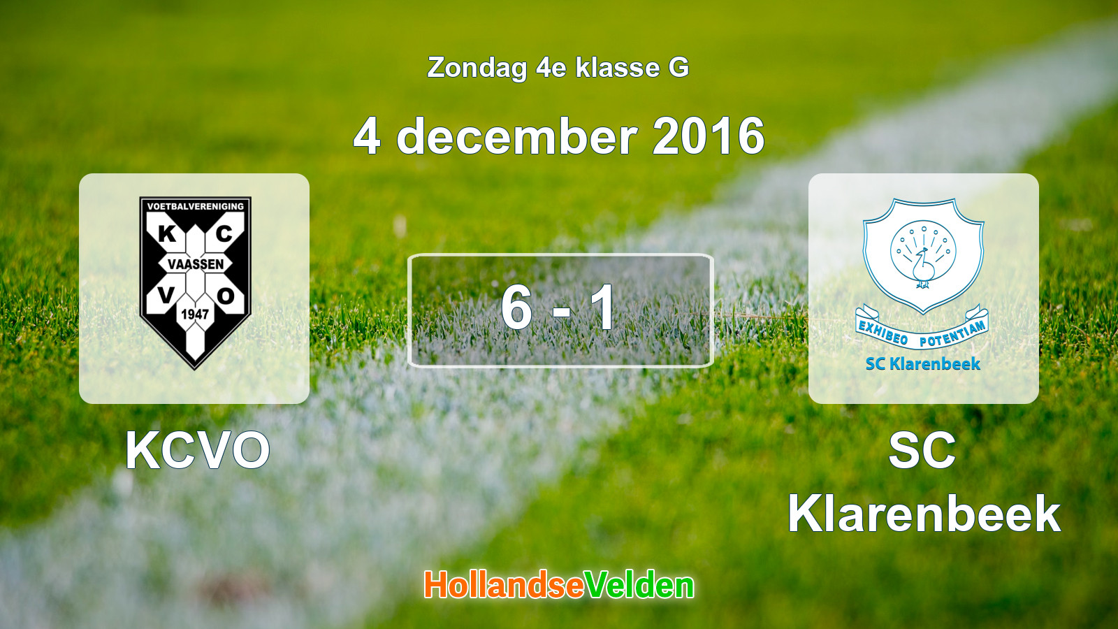 Gespeelde wedstrijd: KCVO - SC Klarenbeek 6 - 1 (4 december 2016)