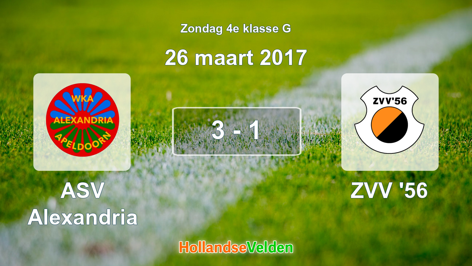 Gespeelde wedstrijd: ASV Alexandria - ZVV '56 3 - 1 (26 maart 2017)