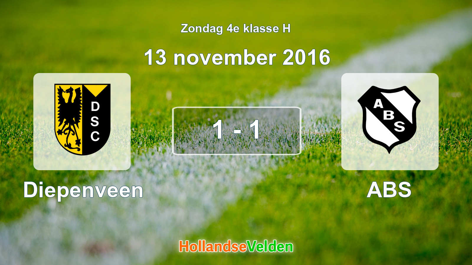 Gespeelde wedstrijd: Diepenveen - ABS 1 - 1 (13 november 2016)