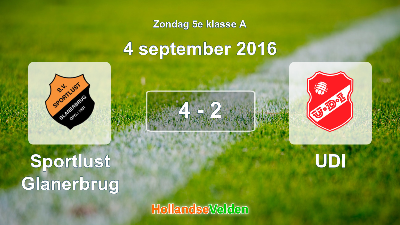 Gespeelde wedstrijd: Sportlust Glanerbrug - UDI 4 - 2 (4 september 2016)