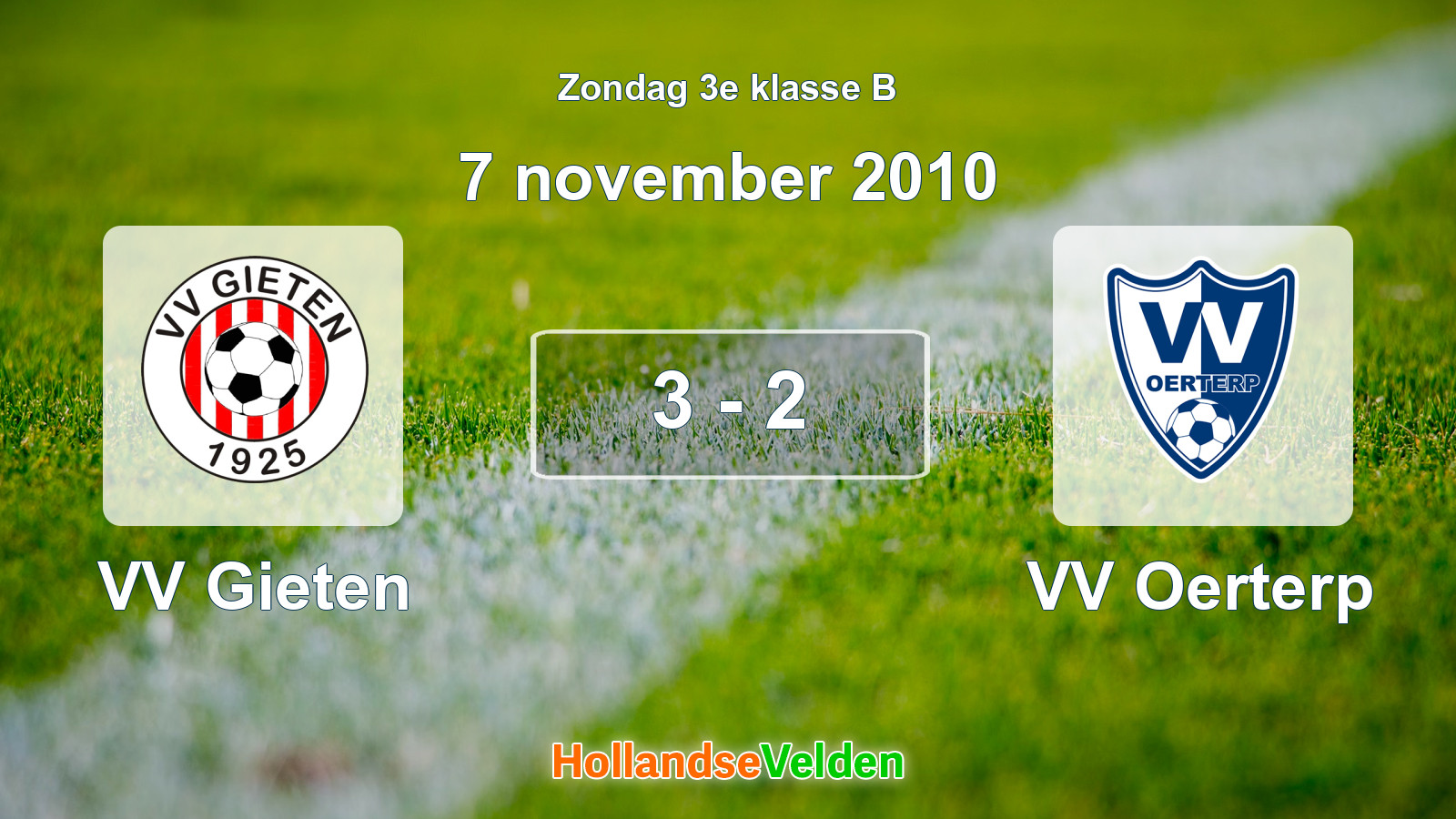 Gespeelde wedstrijd: VV Gieten - VV Oerterp 3 - 2 (7 november 2010)