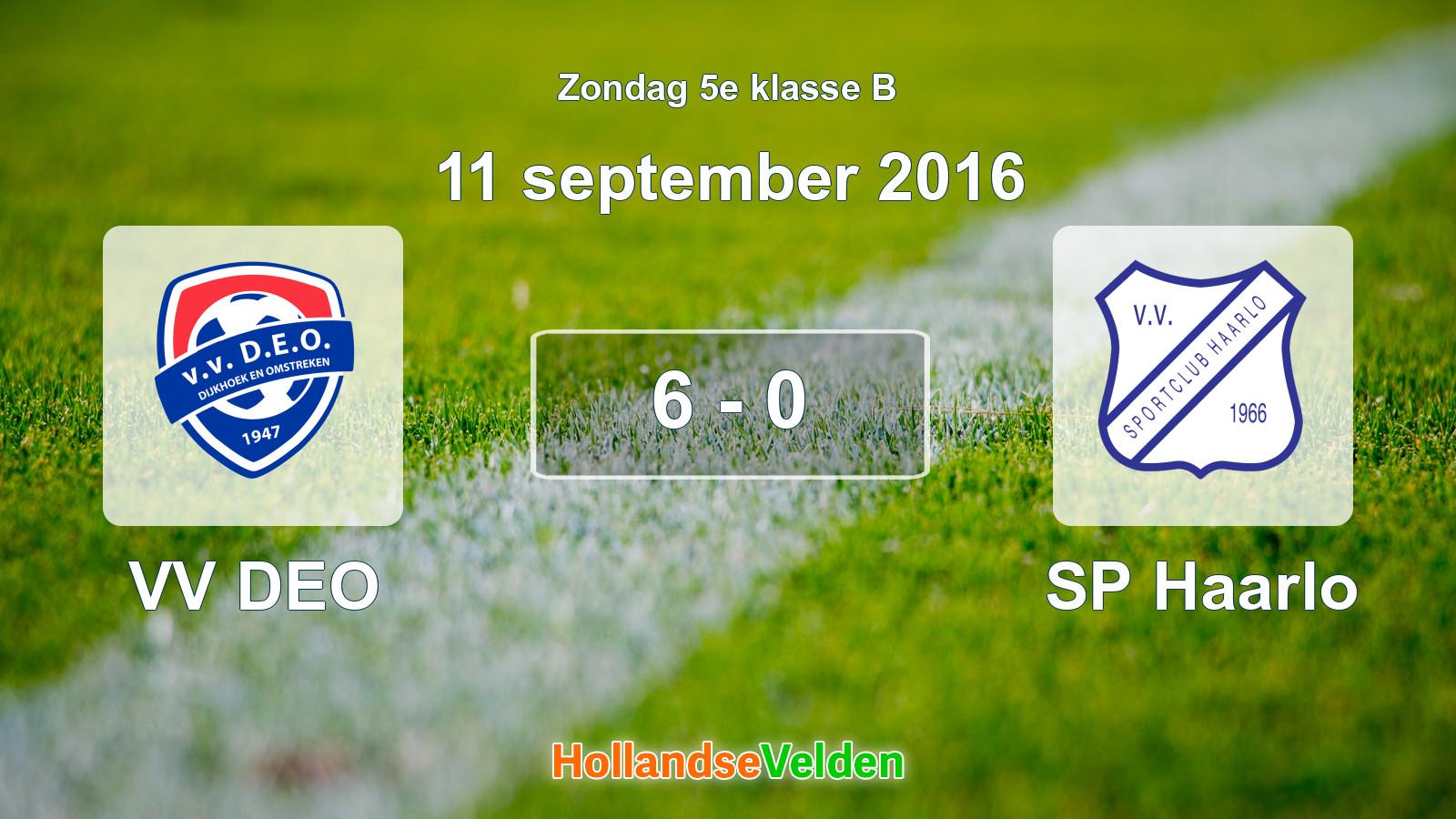 Gespeelde wedstrijd: VV DEO - SP Haarlo 6 - 0 (11 september 2016)