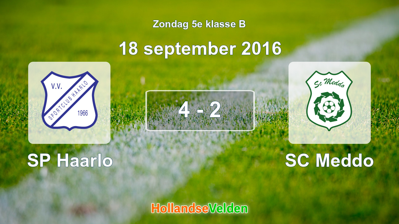 Gespeelde wedstrijd: SP Haarlo - SC Meddo 4 - 2 (18 september 2016)