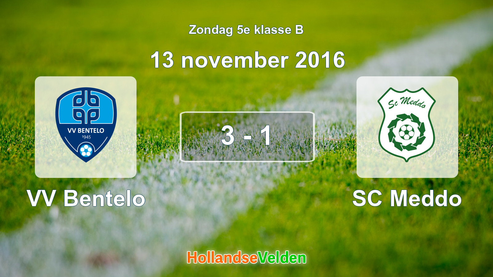 Gespeelde wedstrijd: VV Bentelo - SC Meddo 3 - 1 (13 november 2016)