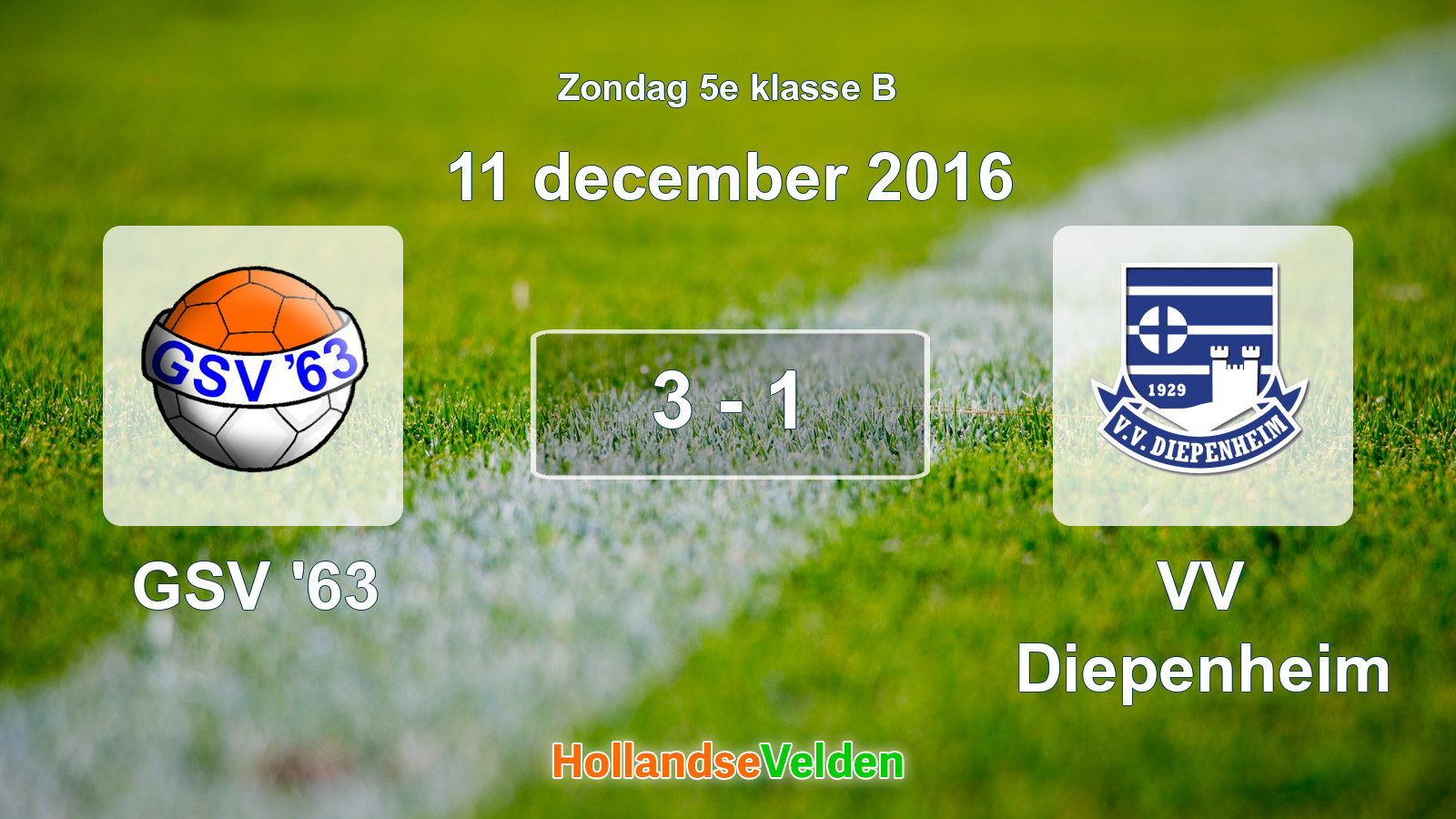 Gespeelde wedstrijd: GSV '63 - VV Diepenheim 3 - 1 (11 december 2016)