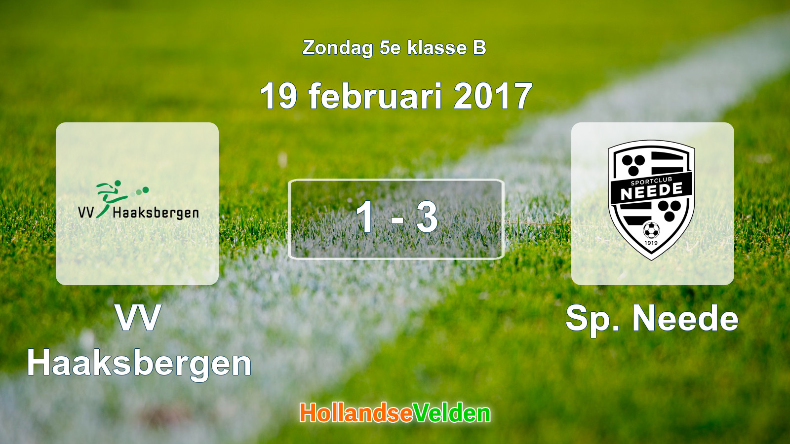 Gespeelde wedstrijd: VV Haaksbergen - Sp. Neede 1 - 3 (19 februari 2017)