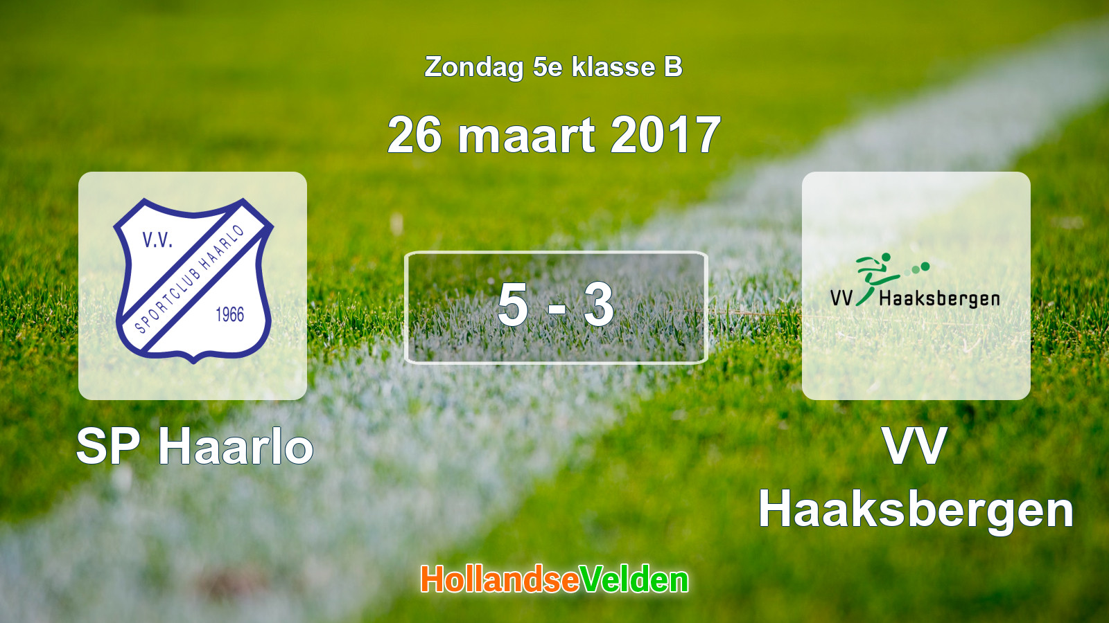 Gespeelde wedstrijd: SP Haarlo - VV Haaksbergen 5 - 3 (26 maart 2017)