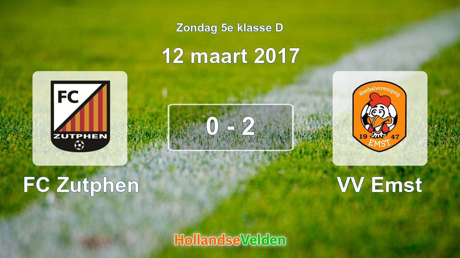 Gespeelde wedstrijd: FC Zutphen - VV Emst 0 - 2 (12 maart 2017)