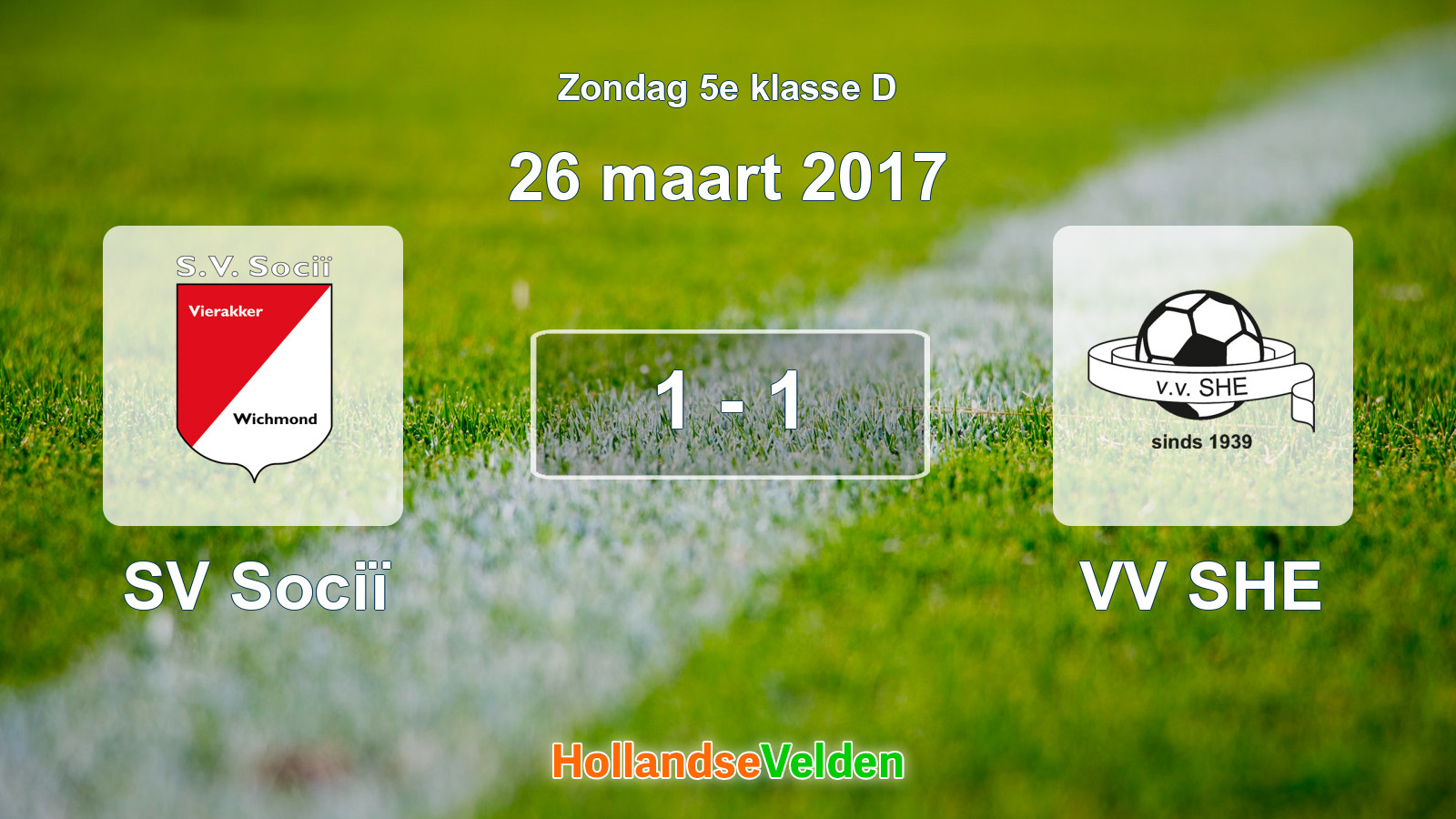 Gespeelde wedstrijd: SV Sociï - VV SHE 1 - 1 (26 maart 2017)