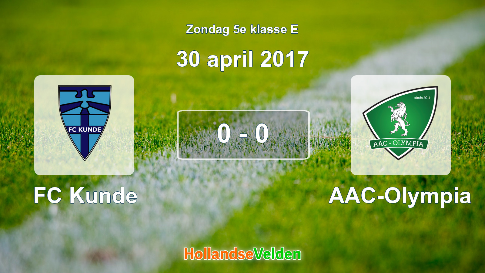 Gespeelde wedstrijd: FC Kunde - AAC-Olympia 0 - 0 (30 april 2017)