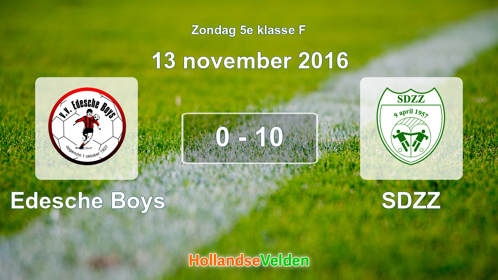 Gespeelde wedstrijd: Edesche Boys - SDZZ 0 - 10 (13 november 2016)