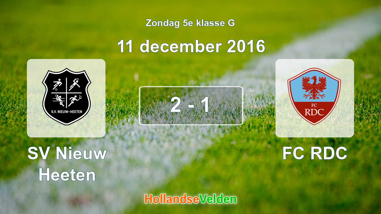 Gespeelde wedstrijd: SV Nieuw Heeten - FC RDC 2 - 1 (11 december 2016)