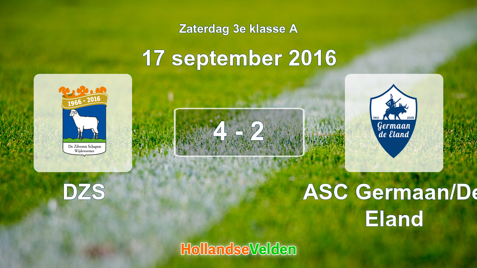Gespeelde wedstrijd: DZS - ASC Germaan/De Eland 4 - 2 (17 september 2016)