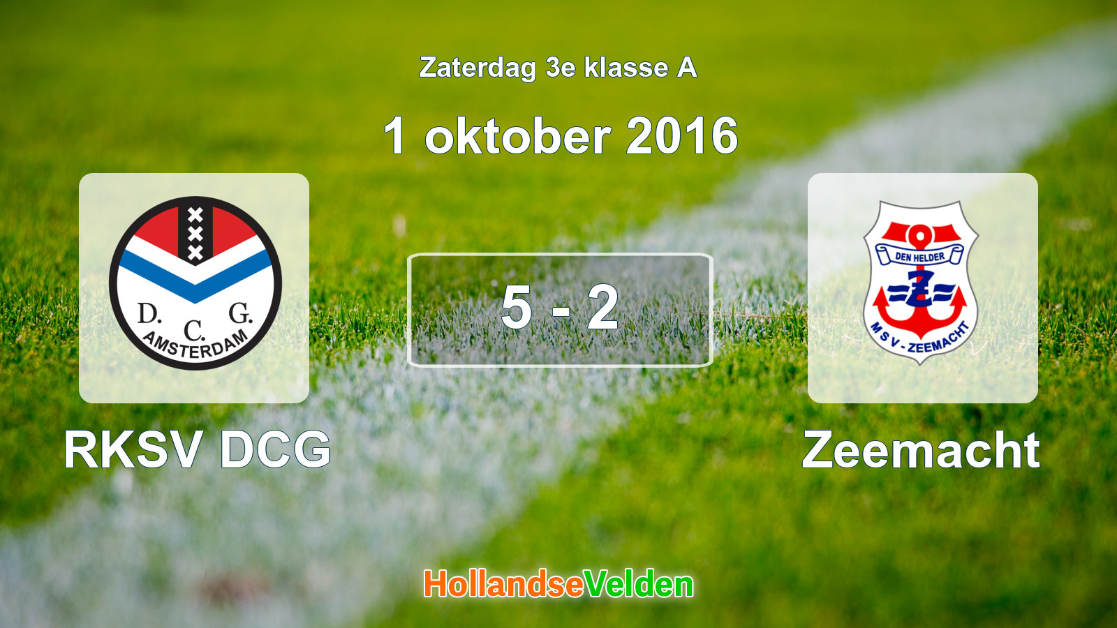 Gespeelde wedstrijd: RKSV DCG - Zeemacht 5 - 2 (1 oktober 2016)