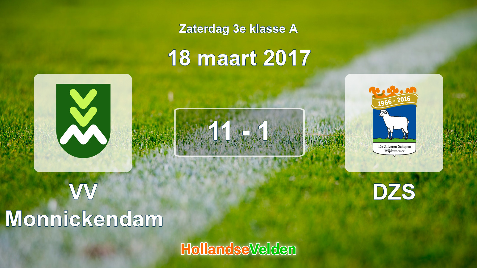 Gespeelde wedstrijd: VV Monnickendam - DZS 11 - 1 (18 maart 2017)
