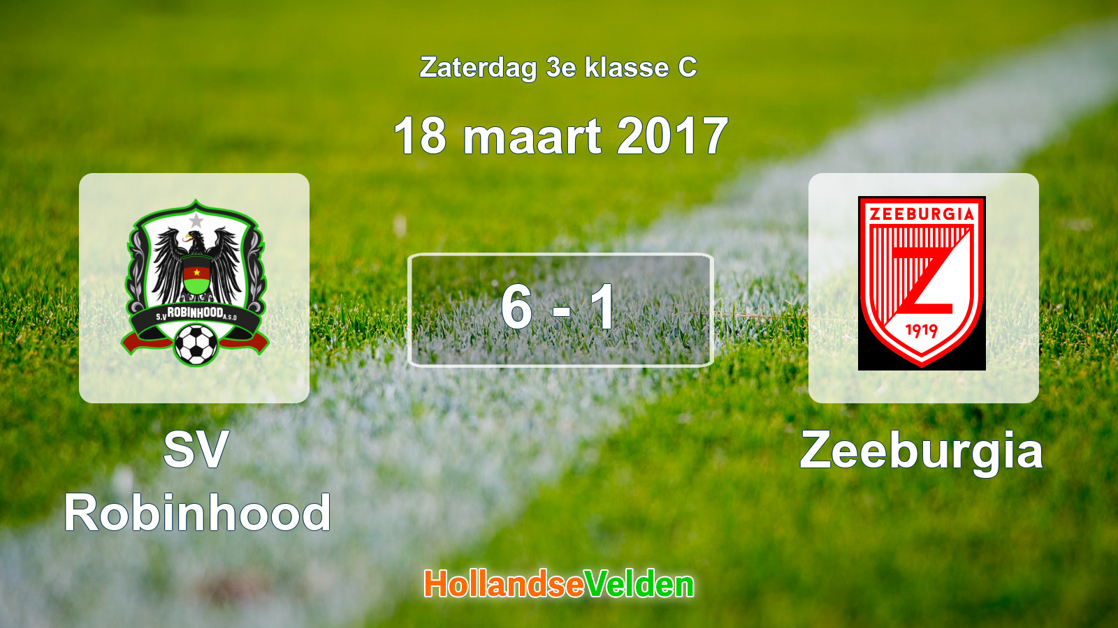 Gespeelde wedstrijd: SV Robinhood - Zeeburgia 6 - 1 (18 maart 2017)