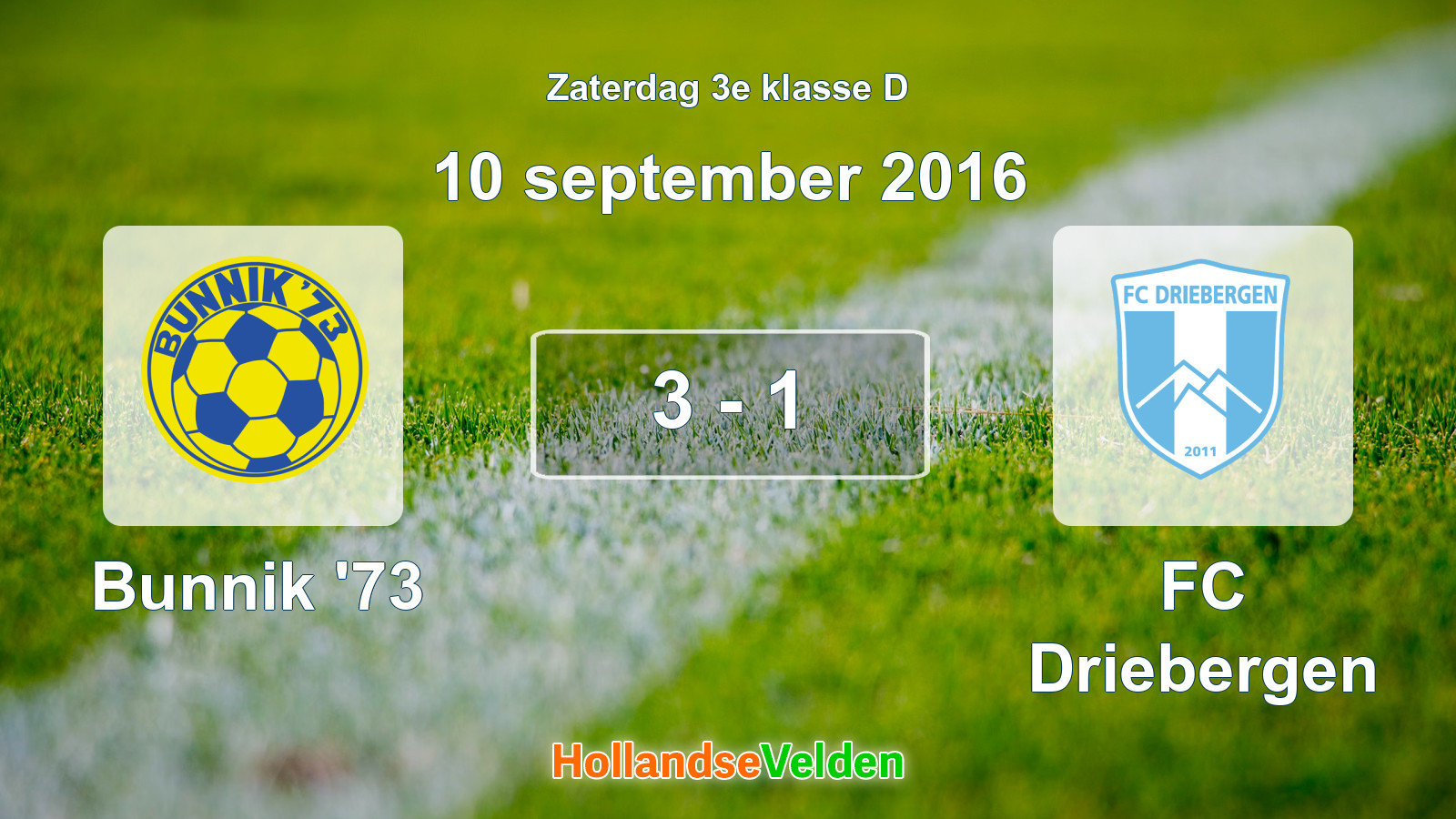 Gespeelde wedstrijd: Bunnik '73 - FC Driebergen 3 - 1 (10 september 2016)