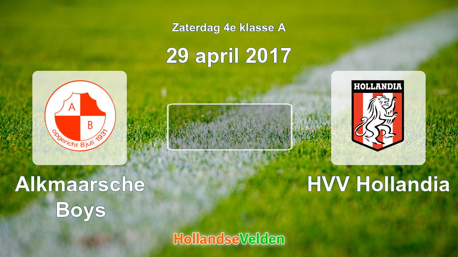 Geplande wedstrijd: Alkmaarsche Boys - HVV Hollandia (29 april 2017)