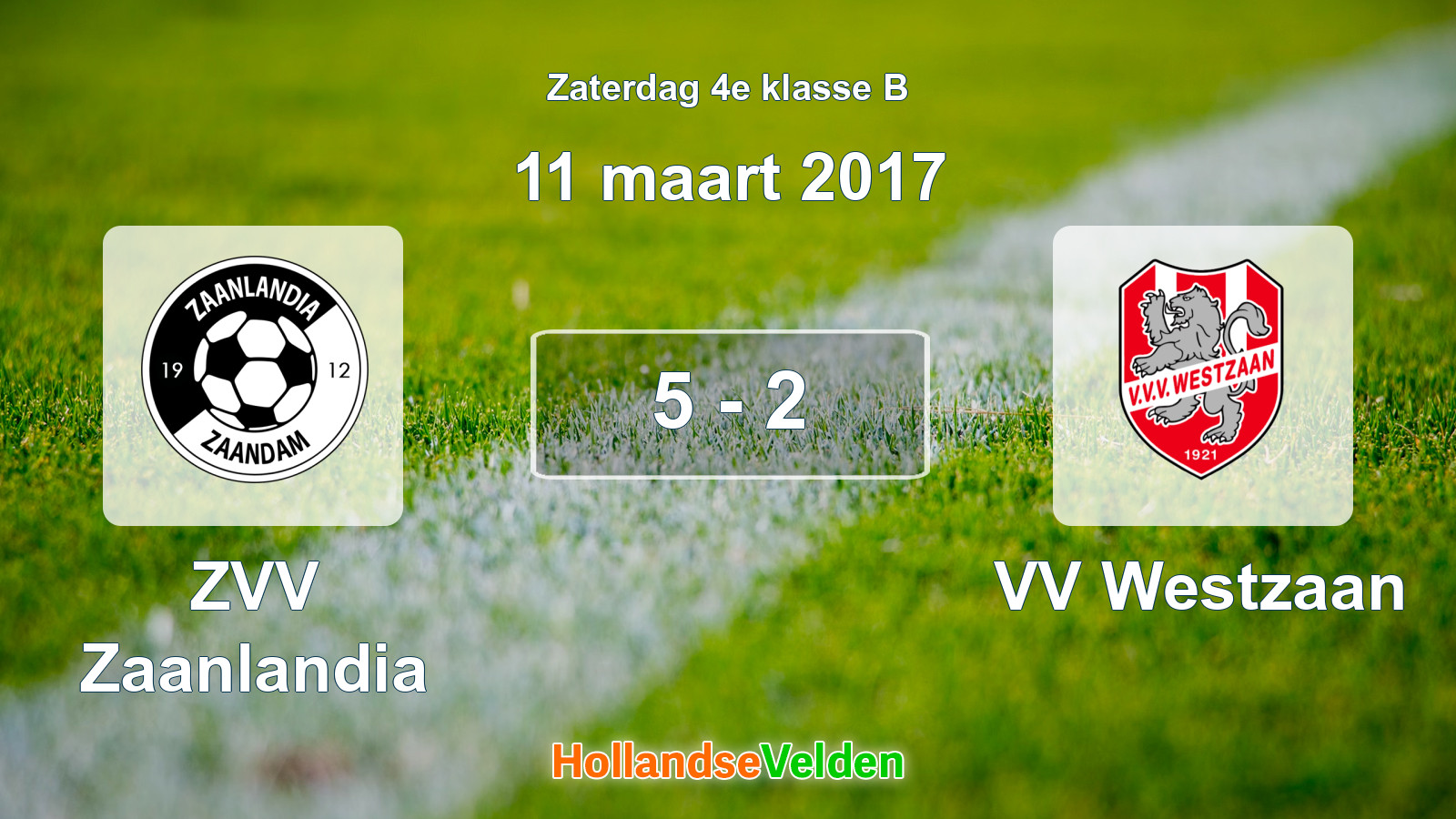 Gespeelde wedstrijd: ZVV Zaanlandia - VV Westzaan 5 - 2 (11 maart 2017)