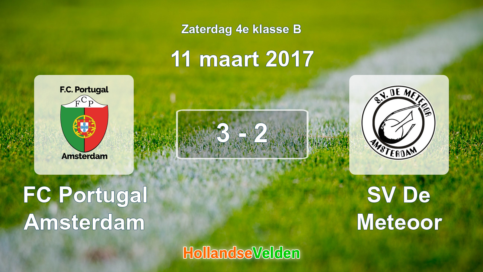 Gespeelde wedstrijd: FC Portugal Amsterdam - SV De Meteoor 3 - 2 (11 maart 2017)