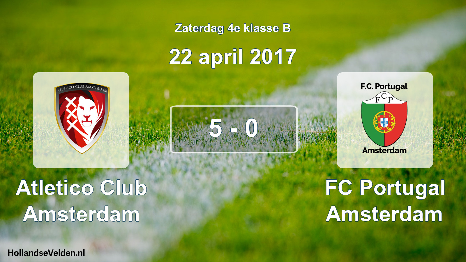 Gespeelde wedstrijd: Atletico Club Amsterdam - FC Portugal Amsterdam 5 - 0 (22 april 2017)