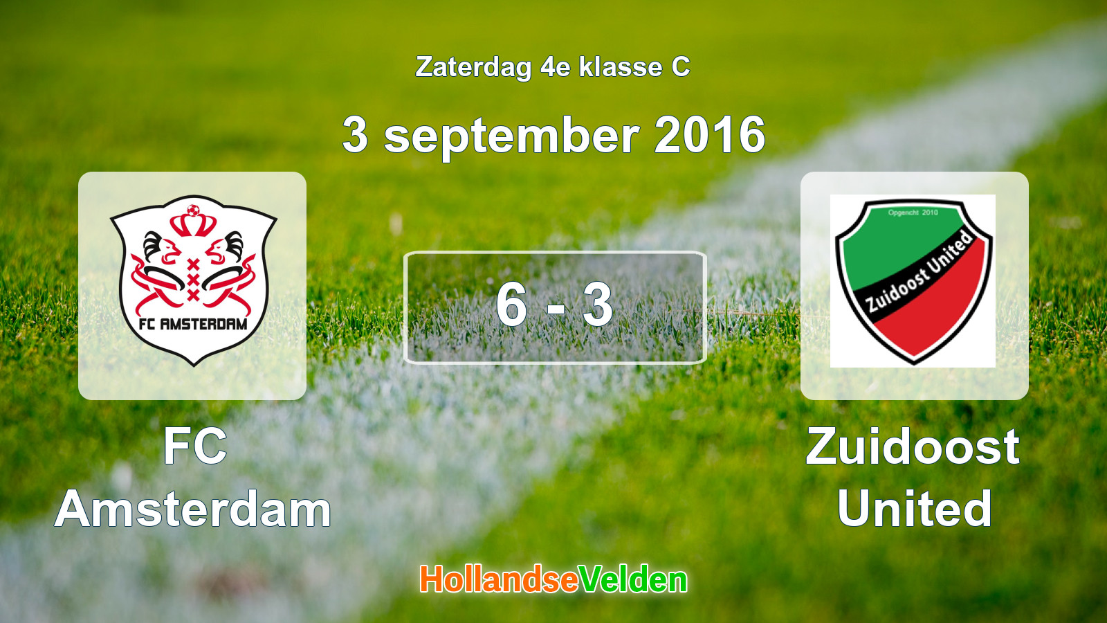 Gespeelde wedstrijd: FC Amsterdam - Zuidoost United 6 - 3 (3 september 2016)