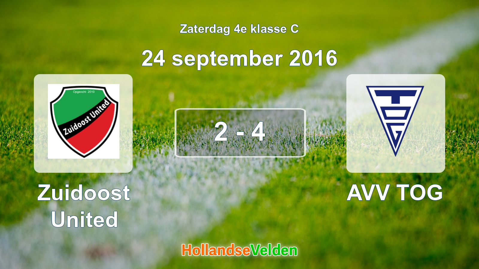 Gespeelde wedstrijd: Zuidoost United - AVV TOG 2 - 4 (24 september 2016)