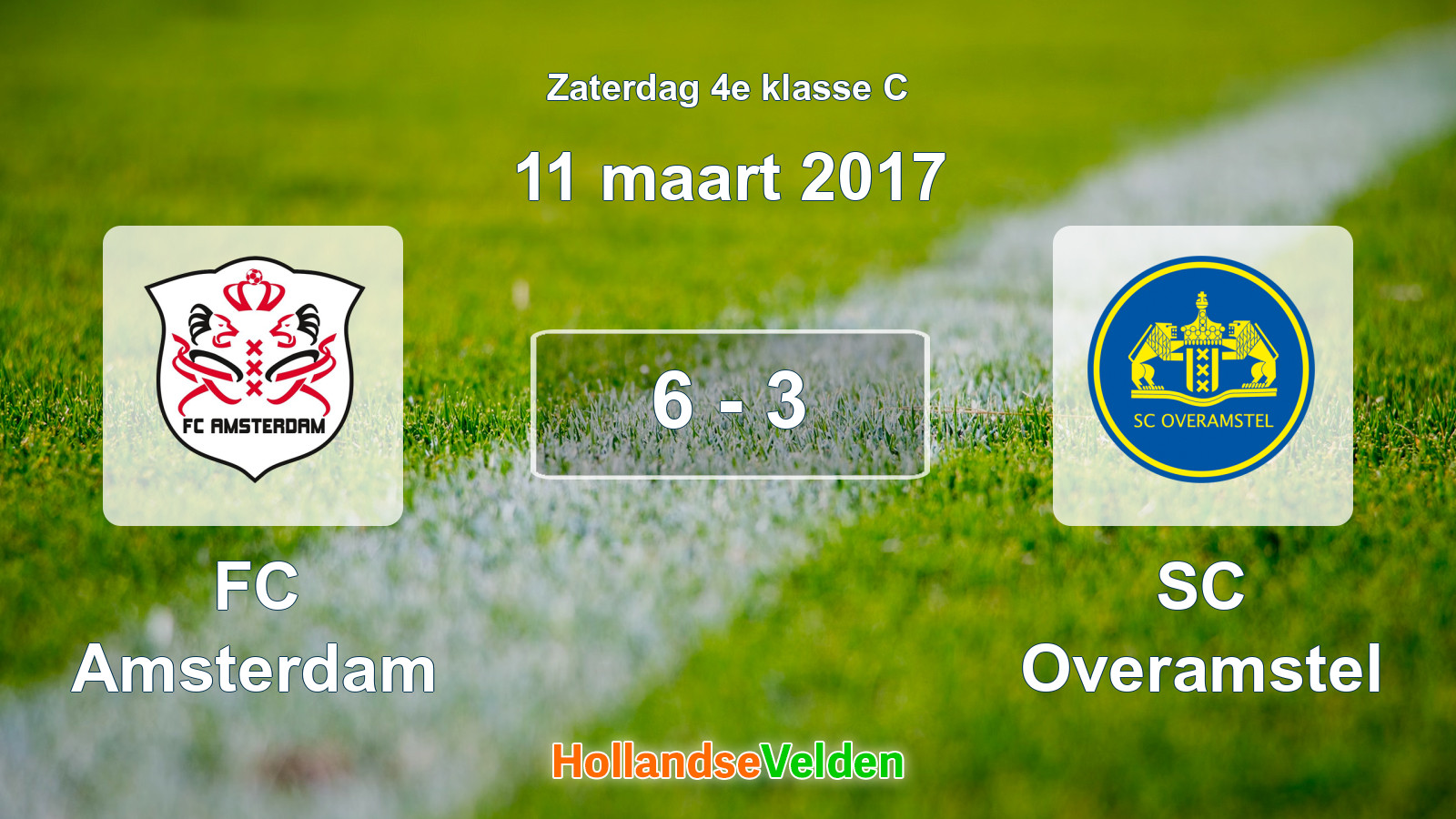 Gespeelde wedstrijd: FC Amsterdam - SC Overamstel 6 - 3 (11 maart 2017)