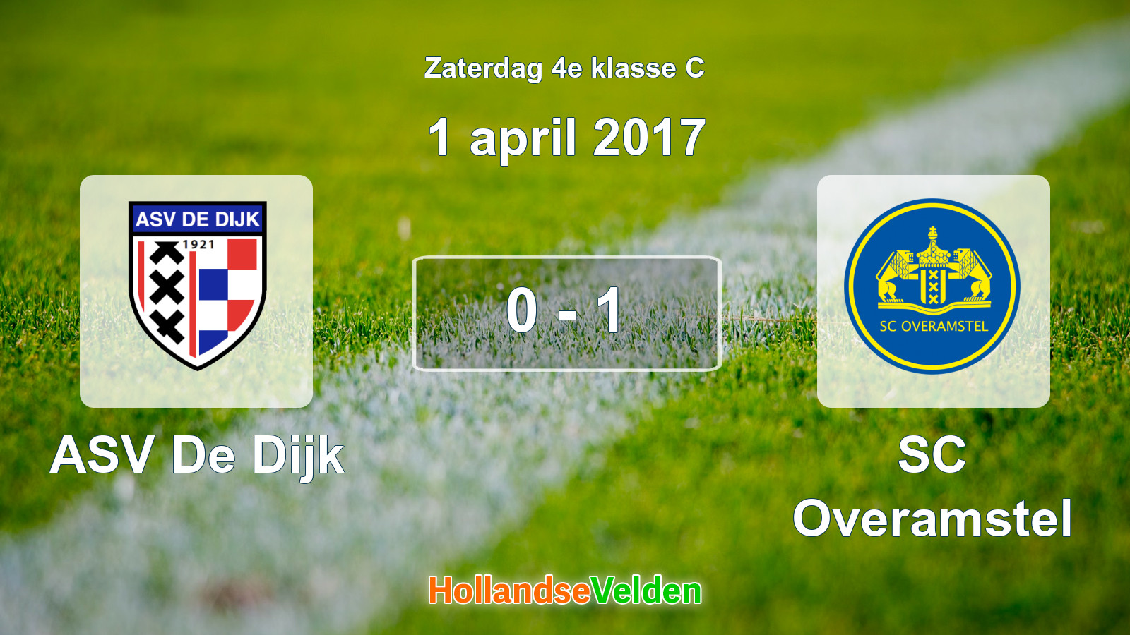 Gespeelde wedstrijd: ASV De Dijk - SC Overamstel 0 - 1 (1 april 2017)