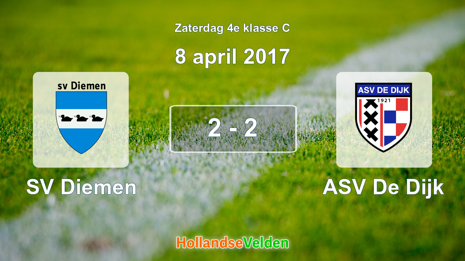 Gespeelde wedstrijd: SV Diemen - ASV De Dijk 2 - 2 (8 april 2017)